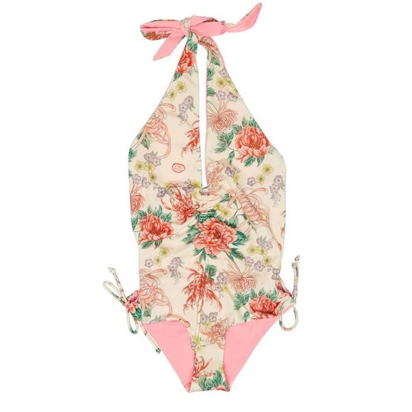 Free People x HAH In A Ruche Printed Deep V Reversible One Piece Swimsuit - Picture 8 of 16